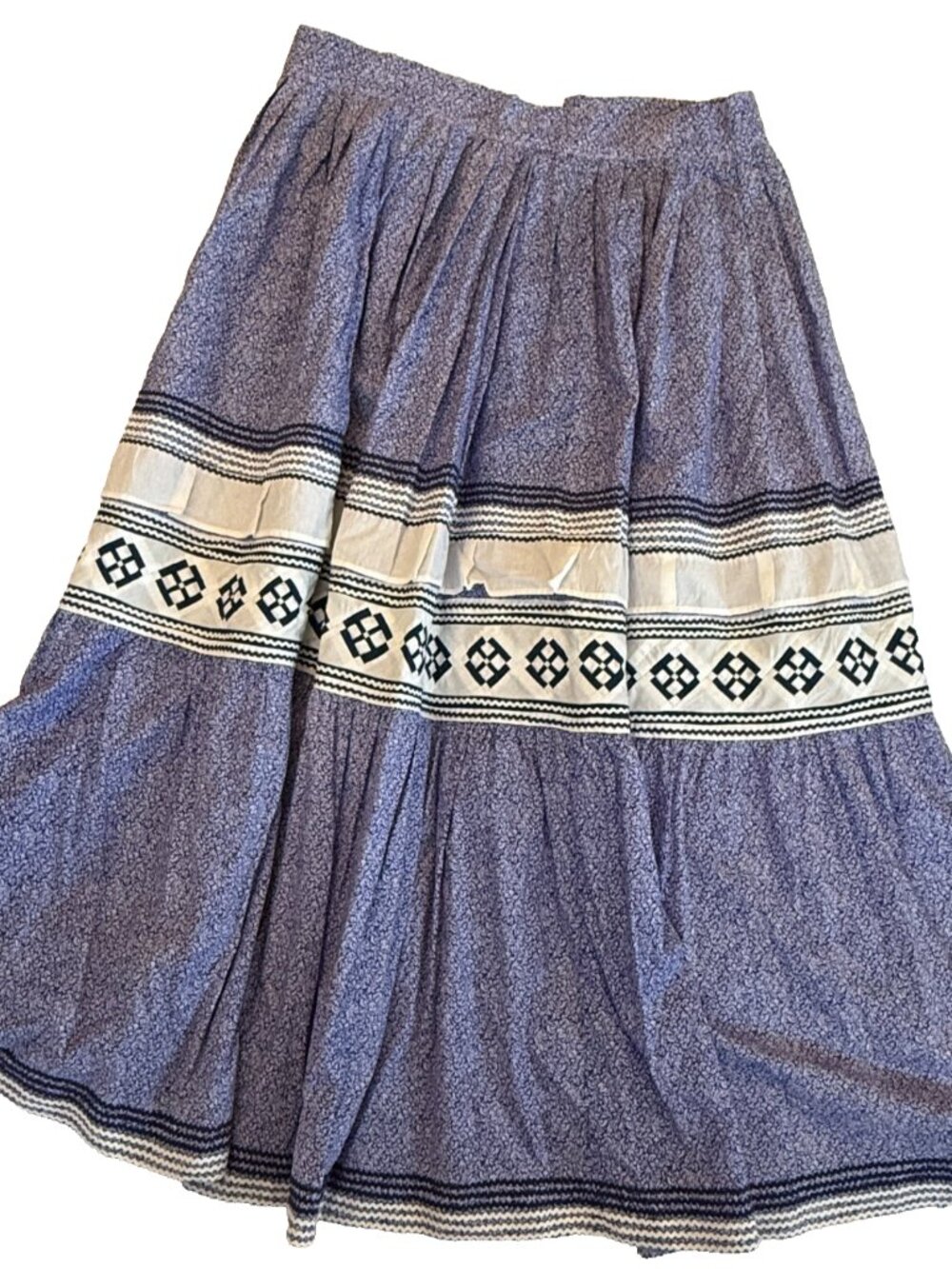 VINTAGE HANDMADE NATIVE AMERICAN SEMINOLE MICCOSUKEE INDIAN PATCHWORK SKIRT BLUE